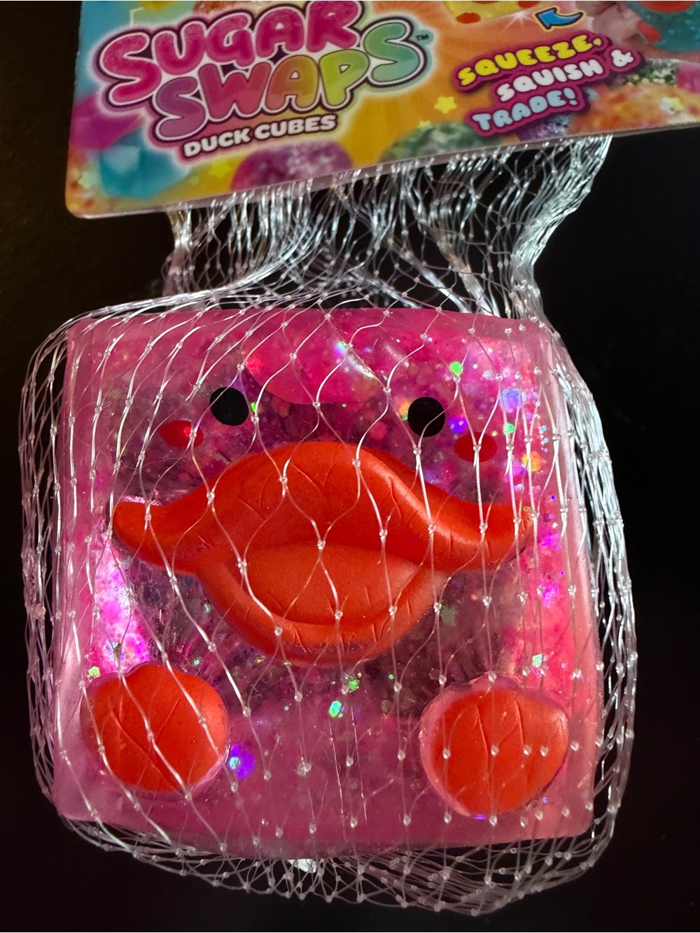 New Orb Curiosities Sugar Swap Duck Cubes Pink Squishy Glitter Toy 5+ Squeeze